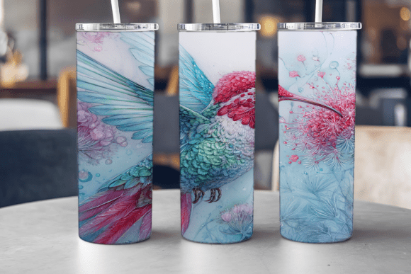 Artistic Hummingbird Tumbler Graphics for Tumbler Wraps