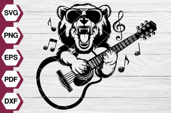 Bear Playing Guitar SVG EP622: Graphics & Illustrations for Local Business