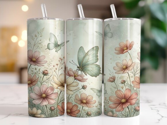 Butterfly Cosmos Flowers 20oz Tumbler Graphics