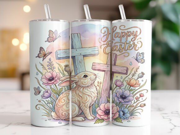 Christian Easter Bunny Cross Tumbler Graphics