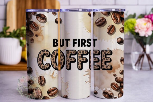 Coffee Leopard Print 20oz Tumbler Wrap Graphics