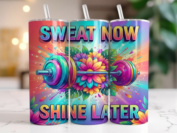 Colorful Gym Motivation Tumbler Wraps & Graphics