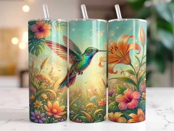 Colorful Hummingbird Floral Tumbler Wrap Graphics Review