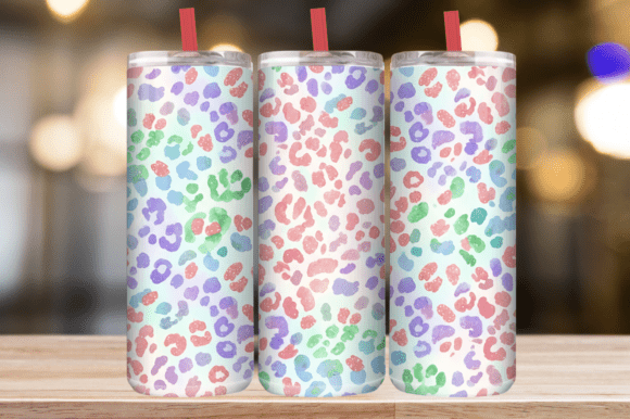 Colorful Watercolor Leopard Tumbler Wrap Graphics
