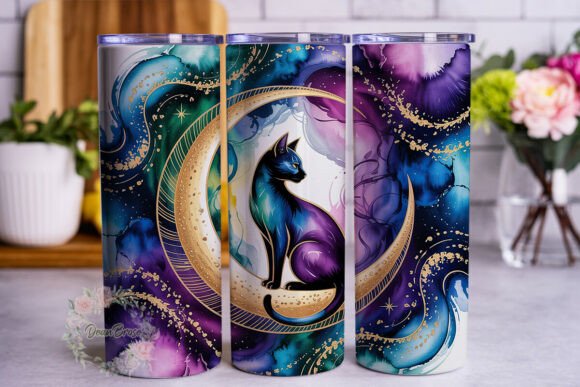 Cosmic Cat Moon Art 20oz Tumbler Wrap