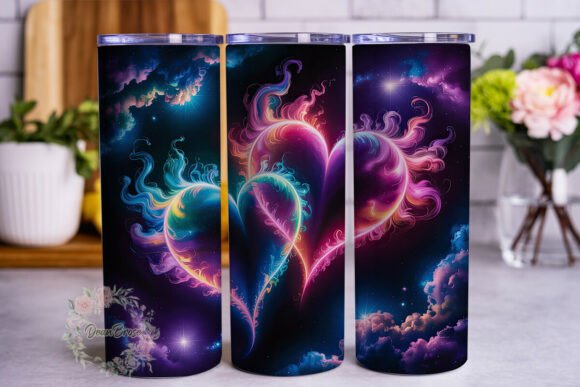 Cosmic Nebula Hearts 20oz Tumbler Wrap Graphics