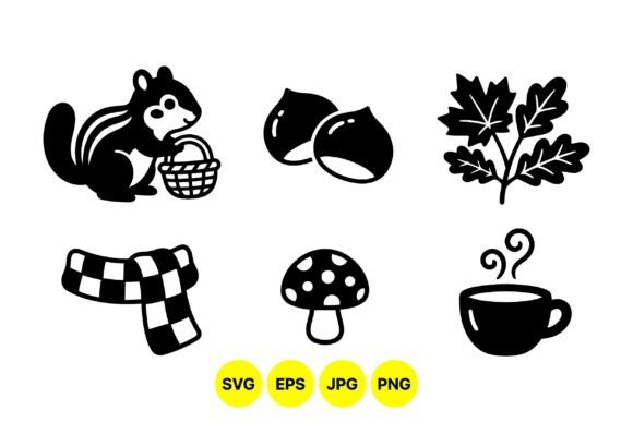 Cozy Autumn Icons Svg Set for Graphics and Illustrations