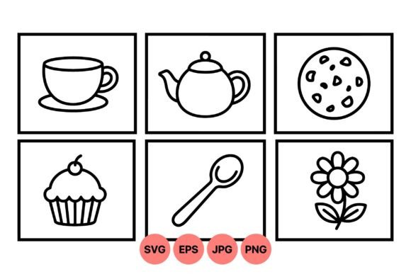 Cozy Tea Time Svg Icons: Graphics & Illustrations