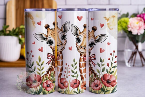 Cute Giraffe Love Hearts 20oz Tumbler Graphics