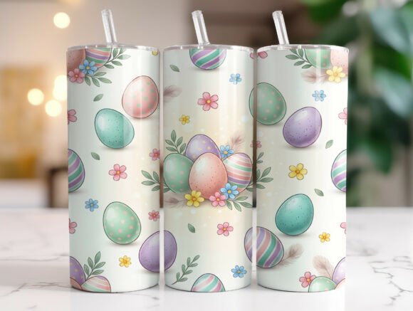 Easter Floral Egg 20oz Tumbler Wrap PNG