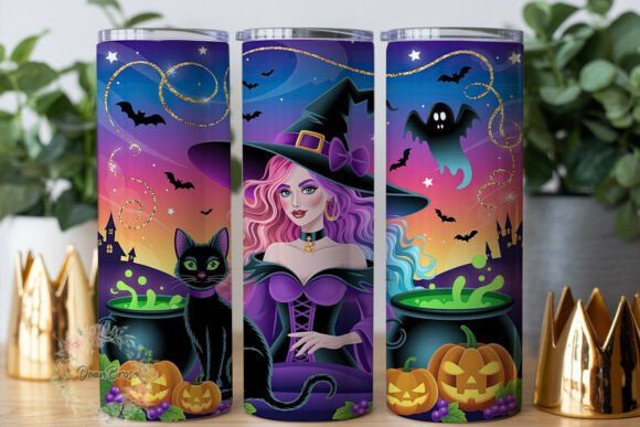 Enchanting Witch Halloween Tumbler Graphics & Wraps