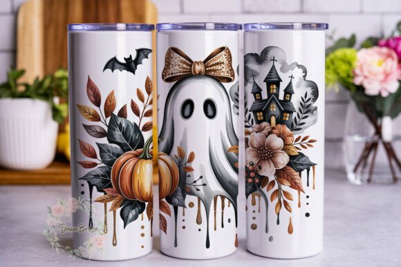 Ethereal Ghost Fall Floral 20oz Tumbler Graphics