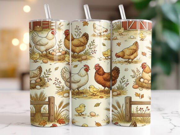 Farmhouse Chicken Tumbler Wrap: Graphics for Tumbler Wraps