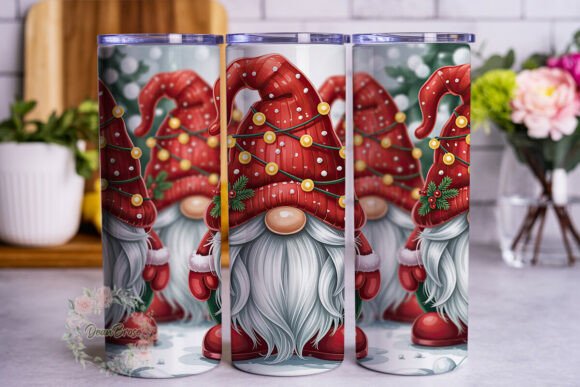 Festive Gnome Lights 20oz Tumbler Wrap Graphics