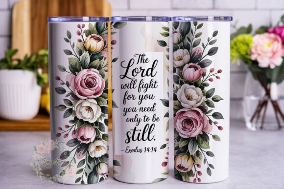 Floral Scripture 20oz Tumbler Wrap Graphics