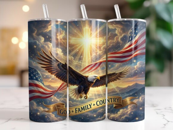 God Family Country Eagle Cross Tumbler Graphics & Wraps Review