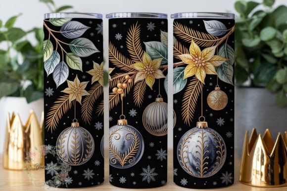 Golden Winter Ornaments Tumbler Wraps Graphics Review