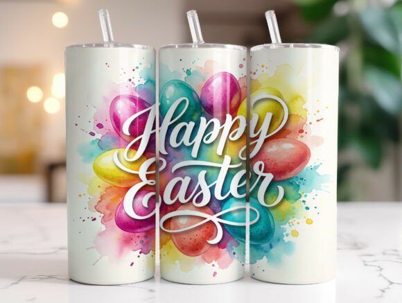 Happy Easter Colorful Eggs Tumbler Wrap