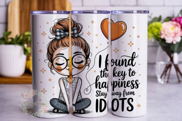 Happy Messy Bun Girl 20oz Tumbler Wrap