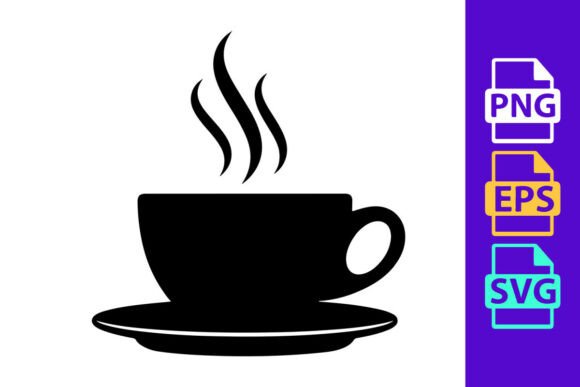 Hot Coffee Cup Silhouette Graphics & Illustrations
