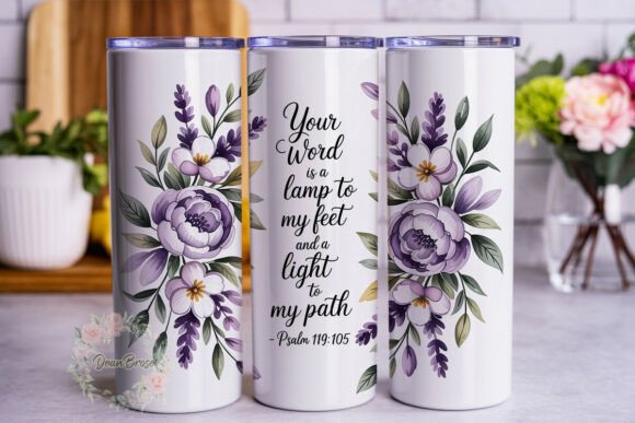 Lavender Floral Scripture 20oz Tumbler Graphics