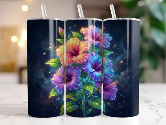 Neon Hibiscus Graphics for Tumbler Wraps & Crafts
