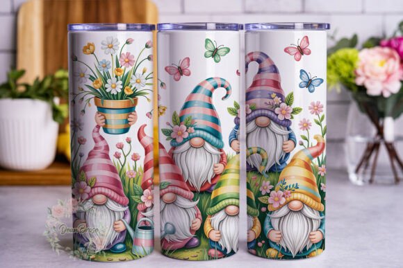Pastel Garden Gnomes 20oz Tumbler Wrap Graphics