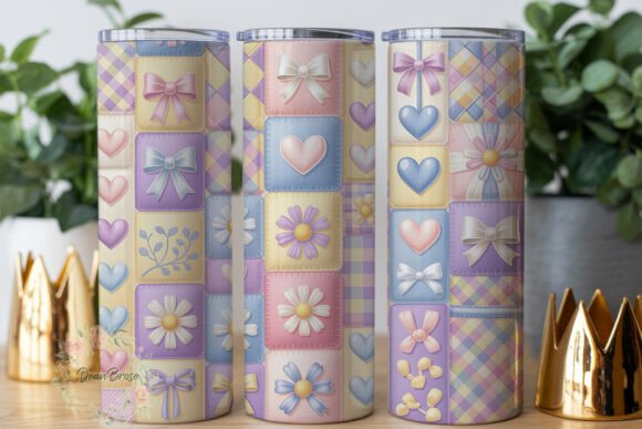 Pastel Quilt Patchwork Tumbler Wraps Graphics Review