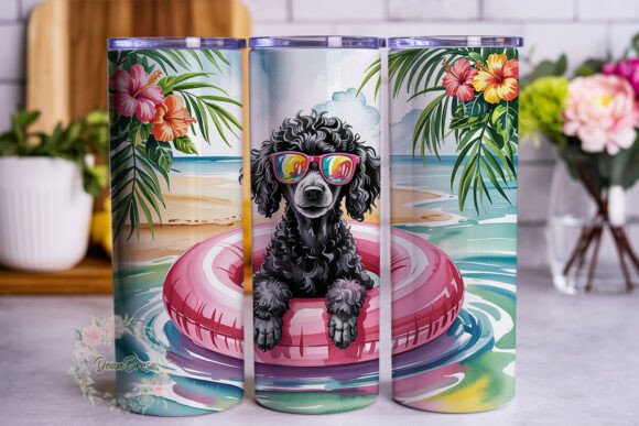 Poodle Dog Beach Day 20oz Tumbler Wrap