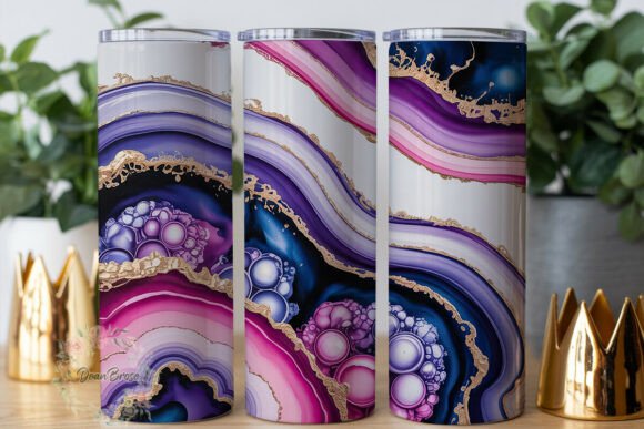 Purple Pink Gold Agate Tumbler Wrap Graphics Review
