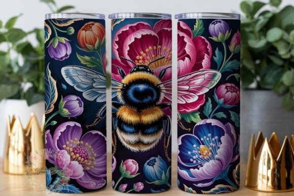 Regal Floral Bee 20oz Tumbler Wrap: Graphics for Tumbler Wraps