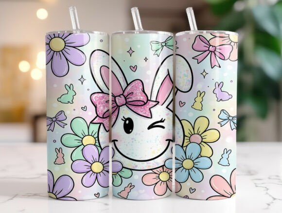 Retro Easter Bunny 20oz Tumbler Wrap PNG