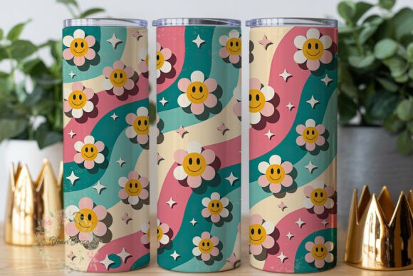 Retro Smiley Daisy Tumbler Wraps Graphics Review