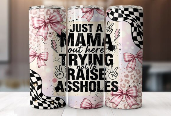 Sassy Mama Quote Checkered Bow Tumbler Graphics