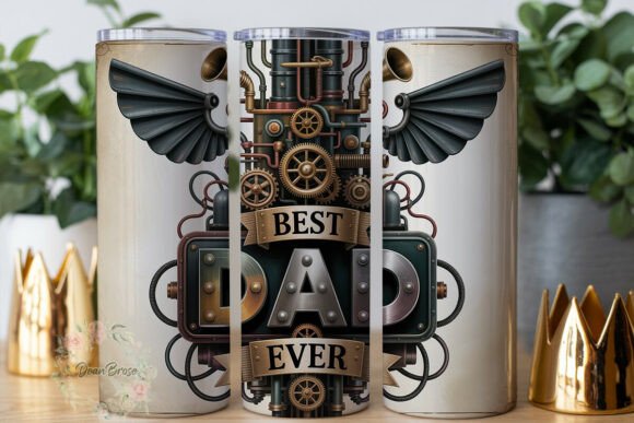 Steampunk Dad Gears Tumbler Wrap Graphics
