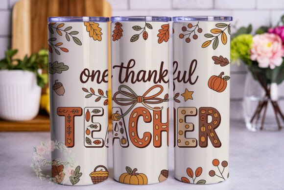 Thankful Teacher Autumn 20oz Tumbler Graphics