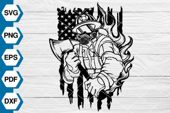 US Fire Fighter Flag SVG: Graphics & Illustrations