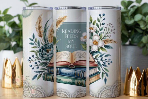 Vintage Book Floral 20oz Tumbler Wrap: Graphics & Tumbler Wraps