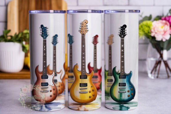Watercolor Guitars 20oz Tumbler Wrap Graphics