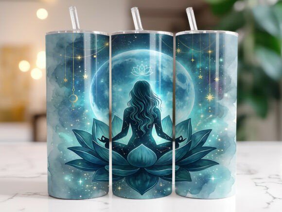 Zen Celestial Yoga Tumbler Wrap Graphics for Crafters